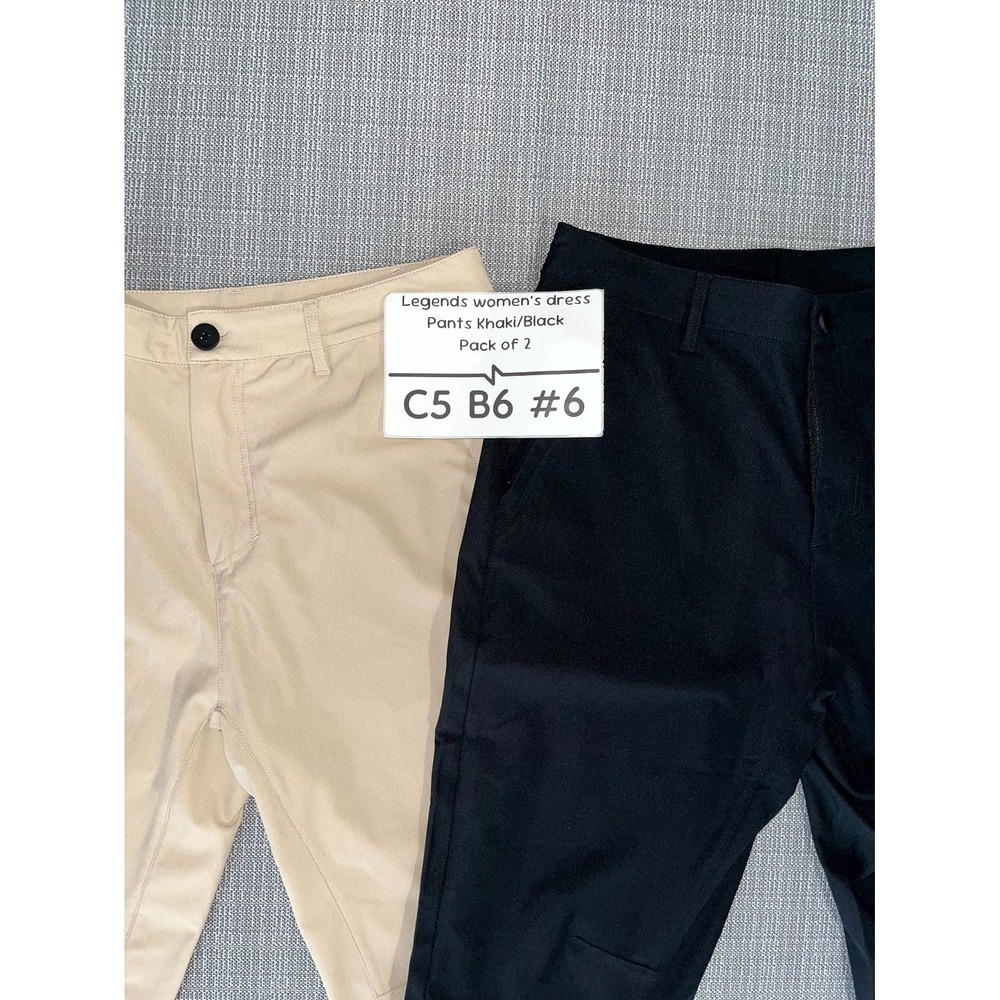 Legends Dress Pants Womens‎ 32 Black Khaki Straight Leg Formal Business Lot of 2